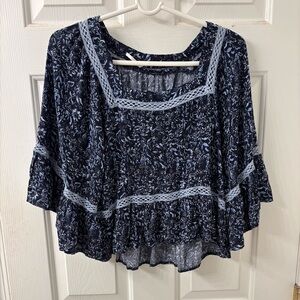 FREE PEOPLE SZ XS TALK ABOUT IT BLOUSE TOP BOHO EUC